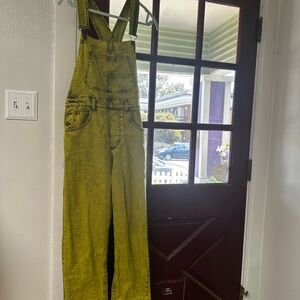We The Free Ziggy Denim Overalls in Acid Yellow